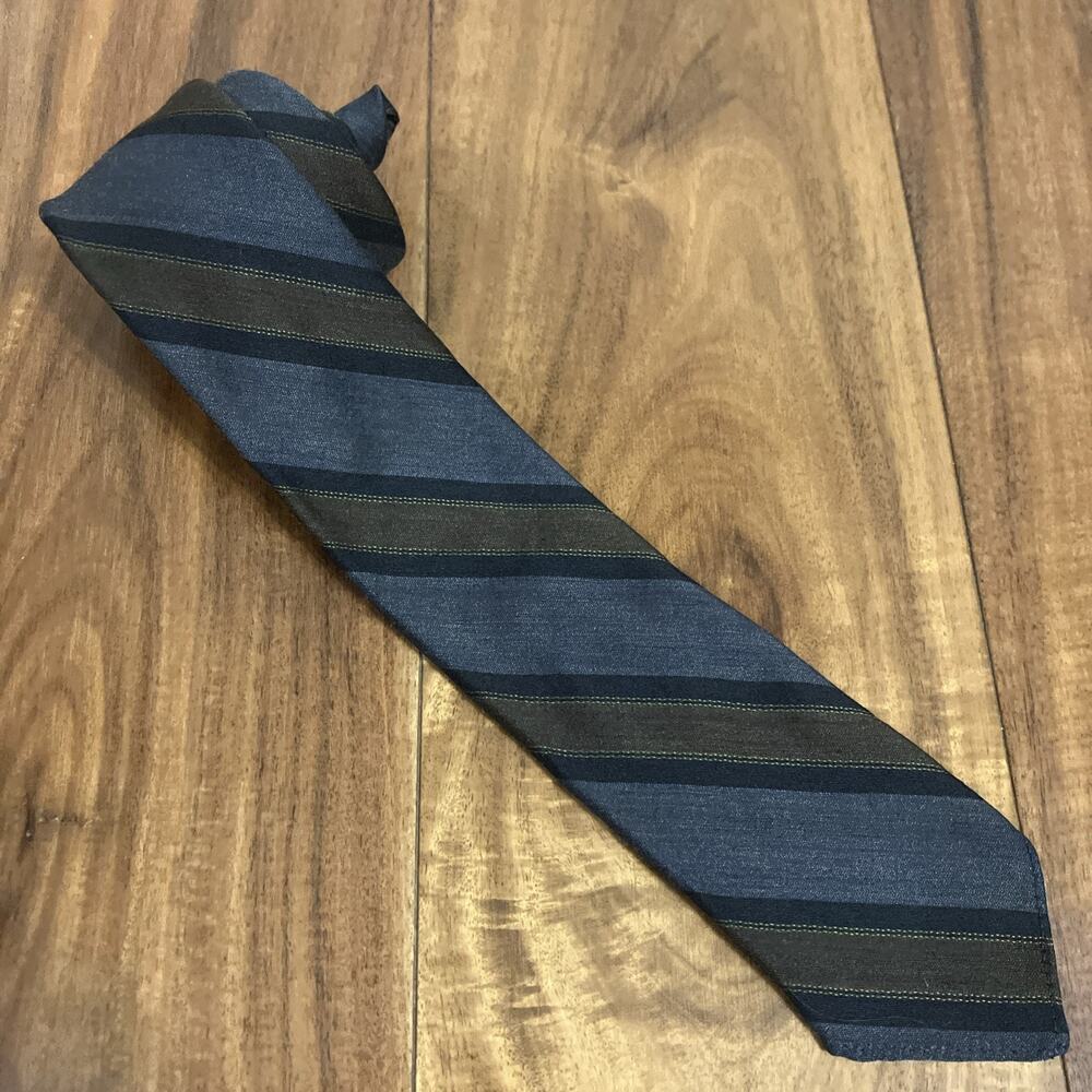 Vtg 1940s Single Stitch Skinny Necktie Dapper Rockabilly Wool Striped Art Deco